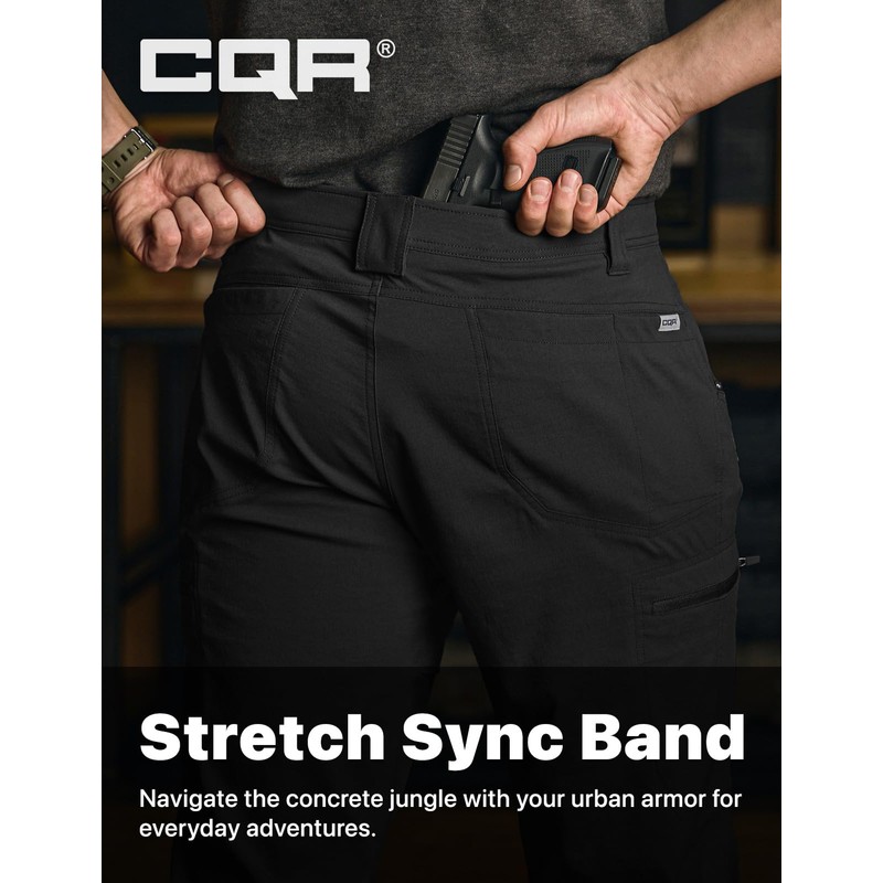 CQR Men's Vent Stretch Pants, Quick Dry Lightweight Casual Cargo