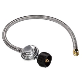 DOZYANT 2 Feet Universal QCC1 Low Pressure Propane Regulator Replacement with Stainless Steel Braided Hose for Most LP Gas Grill, Heater and Fire Pit Table, 3/8" Female Flare Nut