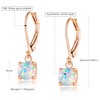 6mm Round Created White Fire Opal Leverback Earrings for Women|18K