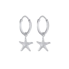 Elli Women's Creole Earrings Starfish Sea Maritime Summer in 925 Sterling Silver, Sterling silver, None