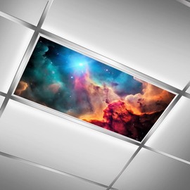 C.IOPMNU 2 Pack Fluorescent Light Cover for Classroom, Magic Clouds Drop Ceiling Decorative Film Filter,Colorful Clouds Eliminate Harsh Glare Causing Eyestrain and Headaches