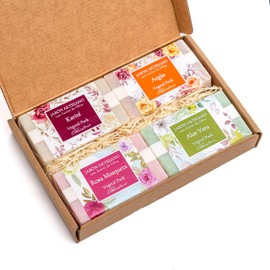 CABRERIZO SOAP Karité, Argan, Hagebutte und Aloe – Naturseife, 4 x 100 g, Handseife, Gesicht und Körper, besonderes Geschenk, handgefertigte Seifen aus Olivenöl