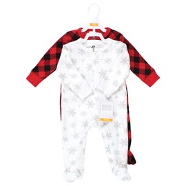 Hudson Baby Unisex Baby Thermal Zipper Sleep and Play 2pk, Snowflake, 0-3 Months