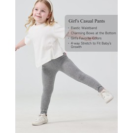 EASWEET Bamboo Viscose Girls' Leggings Toddler Solid Colors Bowknot Pants for Girls, Heather Grey, 4T