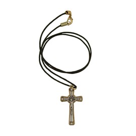 Small Cross Crucifix Necklace with Faux Gems | Silver or Gold Metal | Comes in Small Case with Cord | Christian Jewelry (Gold)