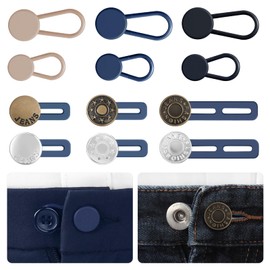 KUNTAERY 12 Pcs Pant Waist Extenders for Jeans, Trousers & Skirts, No Sew Adjustable Button Extenders, 1-1.8 Inches