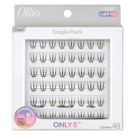 Ollio No Glue Single Pack PLUS Eyelash Clear Short 8mm, Black, 1 Piece / Ollio 노글루 싱글팩 PLUS 속눈썹 클리어 Short 8mm, 블랙, 1개