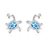 WINNICACA Sea Turtle Earrings Sterling Silver Turtle Jewelry Created Blue
