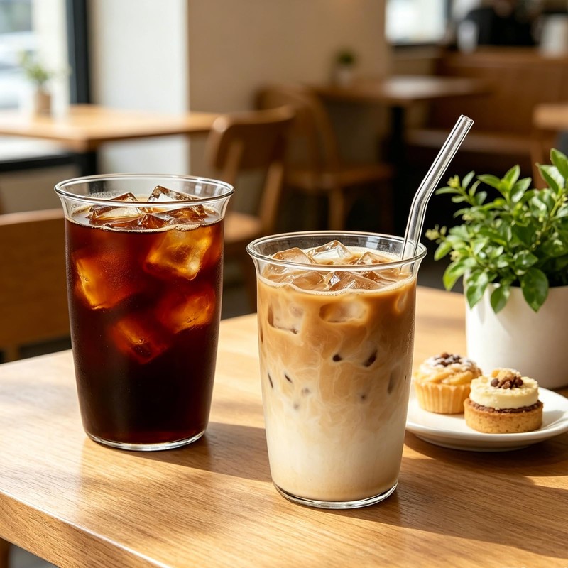 8 Pcs 16 Oz Clear Water Glass Set with Straw,