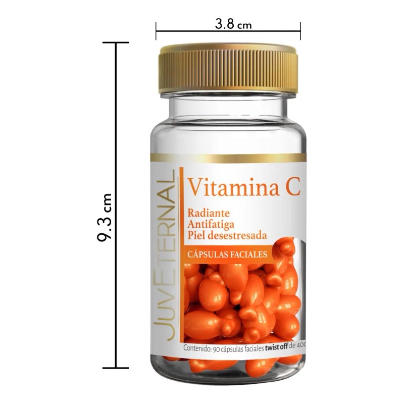 JUVETERNAL Cápsulas Faciales de Vitamina C 90 cápsulas Twist-Off Ilumina,