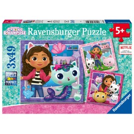 Ravensburger Gabby's Dollhouse 3 x 49 Piece Jigsaw Puzzle Set for Kids - Screen-Free Activity Boosts Concentration and Focus