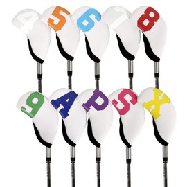 10 Pcs Neoprene Elastic Number Golf Head Covers Iron Covers (White)