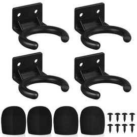 Milisten 4 Sets of Microphone Wall Hangers with Microphone Foam Covers, Microphone Wall Mount Holder, Microphone Rack, Wireless Microphone Hanging Hooks with Screws for KTV Home