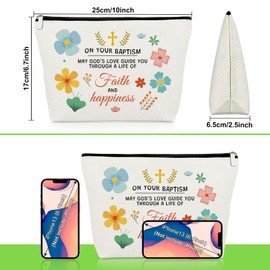 Christening Baptism Gifts Makeup Bag Christian Gifts for Women Daughter Granddaughter Sister Inspirational Religious Cosmetic Bag for Goddaughter Confirmation Travel Pouch Christmas Birthday Present
