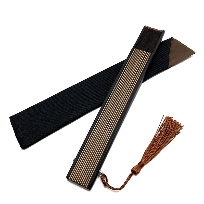 Hanakanzashi Men's Silk Hand Fan, For Gentlemen, With Fan Holder,