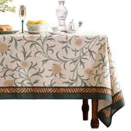 patdrea Linen Floral Tablecloth,Decorative Thick French Table Cloth Rectangle Square for Kitchen Dining Christmas 63" x 102"
