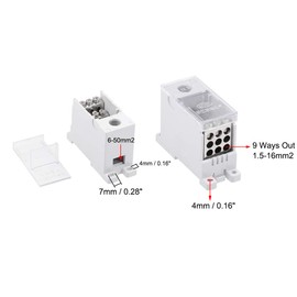 uxcell 1 Input 9 Output DIN Rail Terminal Blocks 660V 250A Connectors Distribution Block