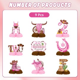 This Ain't My First Rodeo - 9 Pcs It'S My Second Cowgirl 2nd Birthday Table Decorations For Girls Western Rodeo 2 Year Old Party Decor