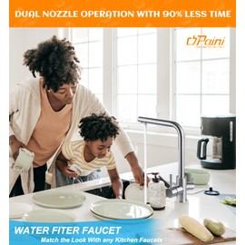 Drinking Water Faucet for Kitchen Sink, PAINI Kitchen Faucet and Water Filter Faucet Combo, 2 in 1 Water Filter Faucet from Italy Design, Brushed Nickel (Without Filtration Device)