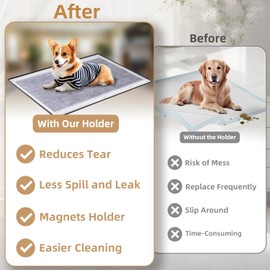 Mora Pets Dog Pee Pad Holder with Magnets 30 x 23 Inch Raised Edge Silicone Training Mat Indoor Dog Potty Tray Non-Slip Easy Cleaning