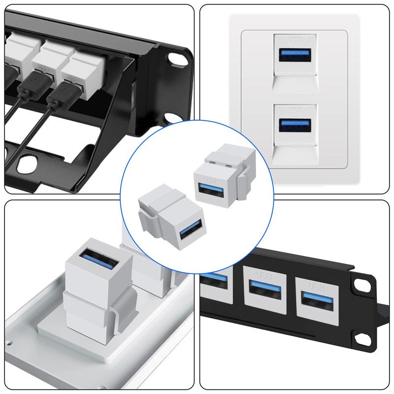 XMSJSIY USB 3.0 Keystone Jack Inserts Adapter 5Gbps USB3.0 A