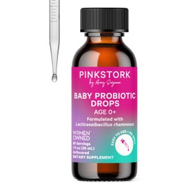 Pink Stork Baby Probiotic Drops, Newborn, Infant & Toddler Probiotics to Help Aid Digestion and Constipation Support, Newborn Essentials - 1 fl oz, 2 Month Supply