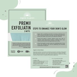 Organic to Green Premium Exfoliating Mitt for Body (2pc) – 100% Vegan Viscose Traditional Body Scrub Washcloth – Body Exfoliator (Green)