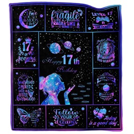 Dulkjio 17 Year Old Girl Gift Ideas, Gifts for 17 Year Old Girl, 17th Birthday Gifts for Girls, 17 Year Old Girl Birthday Gifts, 17th Birthday Decoration for Girls Throw Blanket 60"X50"