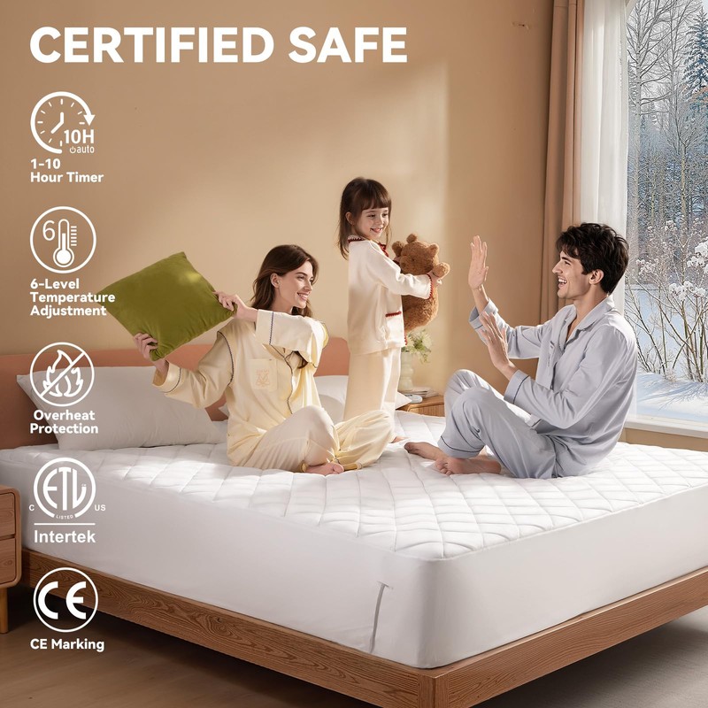 ESTINGO Heated Mattress Pad Full 54"x75", 1-10H Auto Off Heated