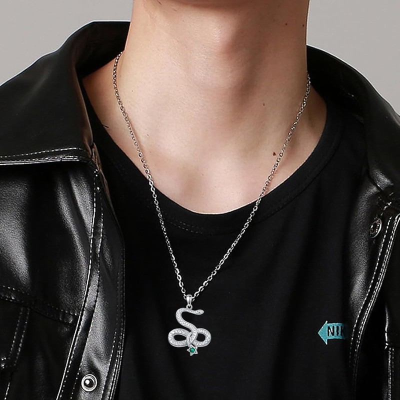 ZPMMPZ Snake Necklace 925 Sterling Silver Infinity Snake Pendant Necklace