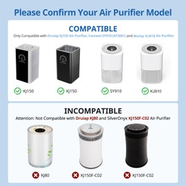 KJ150 KJ910 SY910 Replacement Filter Compatible with Druiap KJ150, Muliap & Generic KJ910, Cwxwei SY910 (AF3001) Air Purifier, Premium HEPA Filter, 3-Stage Filtration, Not for Druiap KJ80,2 Pack
