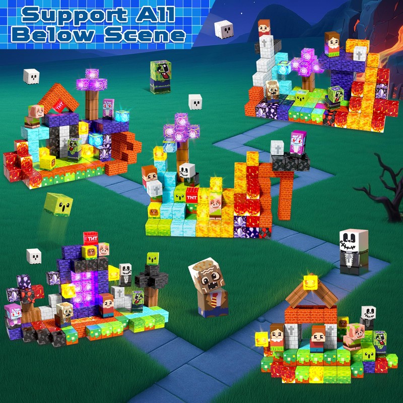 Magnetic Blocks, 150PCS Magnetic Tiles Light Building Blocks for 3+