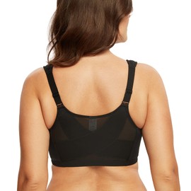 DotVol Women's Full Figure Front Closure Wirefree Jacquard Back Support Posture Bra(Black,40DD)