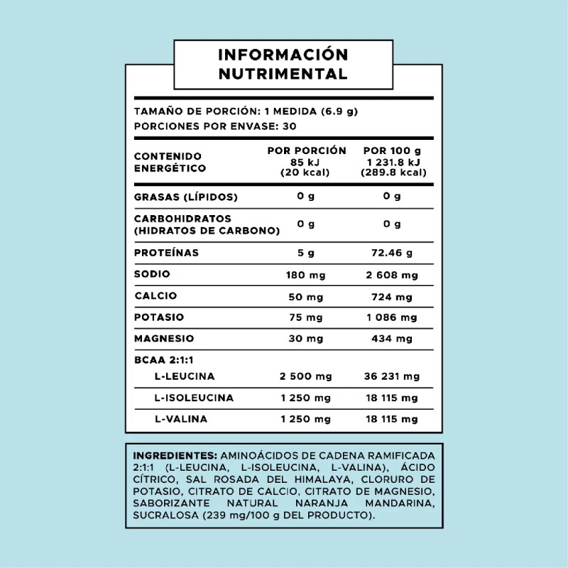 Pure Form: Bcaa + Electrólitos 207g Sabor: Naranja-mandarina