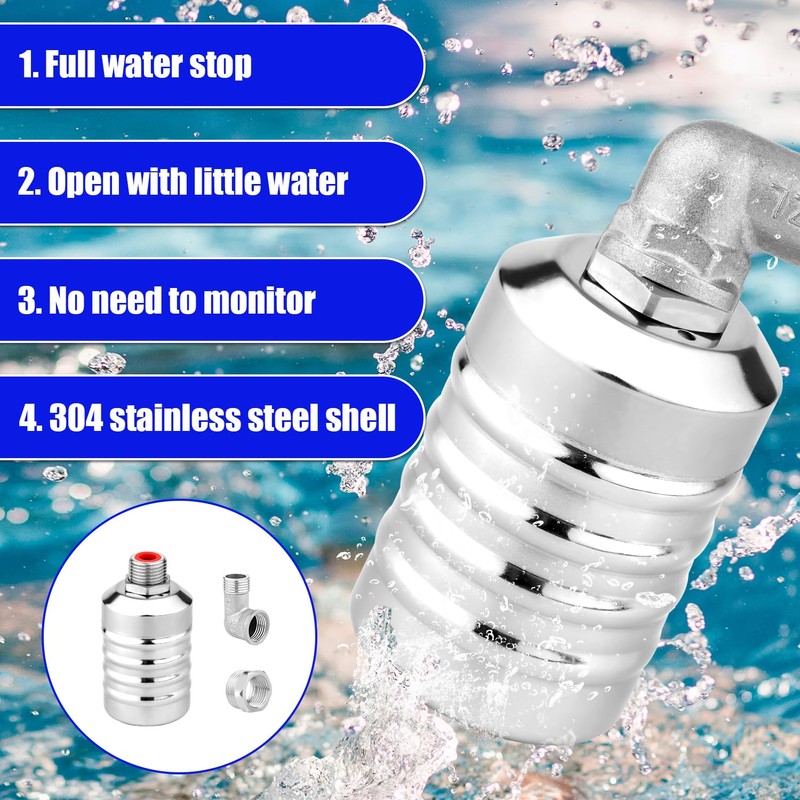 Auto Float Valve, 1/2" 3/4" Thread Stainless Steel Water Level