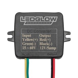 LEDGlow Golf Cart Battery Voltage Reducer for Electric EZGO, Yamaha, Club Car, ICON, Evolution, Tomblerin, Star EV - Converts 15-72-Volts to 12-Volts for Underglow LED Lighting Kit & Other Accessories