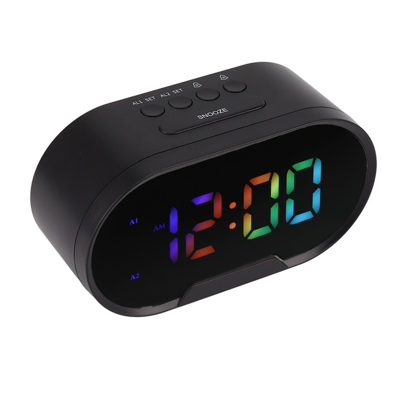 Digital Clock LED Alarm Big Digits Color Display Dimmable Adjustable
