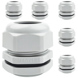 Pack of 6 Cable Glands M40 x 1.5, Bolatus Grey Cable Grommet IP68 Waterproof Fire Prevention Cable Glands with Locknut for Cable Guide