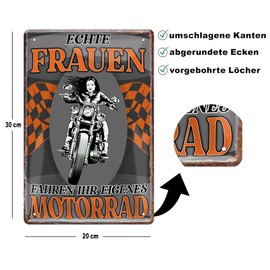schilderkreis24 Tin Signs Collection 20 x 30 cm - Funny & Powerful Motorcycle Sayings: Decoration for Biker and Gift Ideas for Motorcycle Fans (Real Women Ride Your Own Motorcycle)