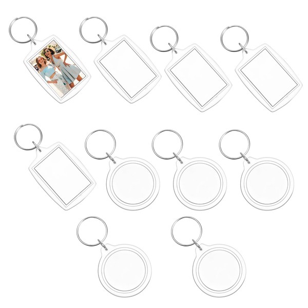 oruola 10 Pcs Photo Keyring,Photo Keyring Double Sided,Blank Keyrings,Personalised Keyrings