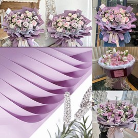 XICHEN 20 Sheets/Korean style waterproof Colors Flower Wrapping Paper,Florist Bouquet Paper,DIY Crafts,gift wrapping paper ouya paper58 x 58cm/22.8x 22.8 inch (Romantic Purple)