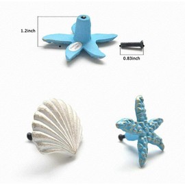 Primst Beach Ocean Theme Cast Iron Drawer Knobs, Sea Horse Starfish Crab and Seashell Cabinet Handle Pulls for Drawer, Door, Dresser, Cupboard, Pack of 4 (White)