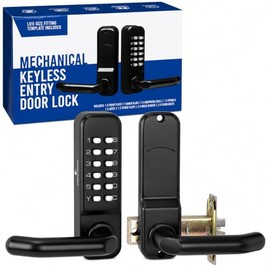 Bluelander Cerradura Mecnica para Puerta Exterior sin Llave, Cerradura de Seguridad con Cdigo, Instalacin Izquierda o Derecha, Cerradura para Puerta  