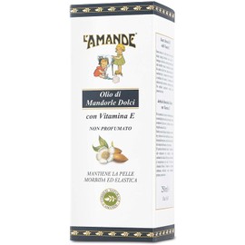 L'AMANDE - Non-scented sweet almond oil, soft and moisturising for sensitive skin, ideal for pregnancy and massage for newborns, nourishing body oil with vitamin E, 250 ml