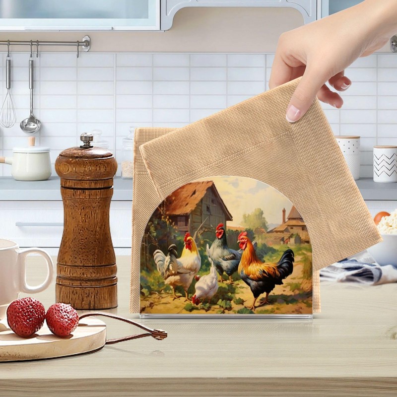 YETTASBIN Rooster Napkin Holder for Table, Acrylic Upright Non Slip