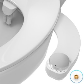 Bidet Insert for Toilet links - WITHLENT Ultra-Slim Nicht Elektrisch Einsatz Für Toilette mit,Doppel Düsen Bidet Toilettenaufsatz,Front- und Heckreinigung,WC-Aufsatz,Po-Dusche, Taharet (Silber)