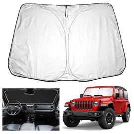 YEE PIN Sonnenschirm Auto kompatibel mit Jeep Wrangler JL 2018+/ Gladiator JT 2020+，Faltbare Auto Sonnenschutz Wrangler JL Gladiator JT Frontscheibe Windschutzscheibe UV Staub Schutz
