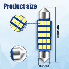 Lecctso 2PCS LED Extremely Bright Bulbs, LED Interior Car Lights, 1.65" 6000K 2835 Chipsets Car LED Blubs for LED Interior Dome Map Door Lights 211-2 212-2 569 6411 6451 41mm 42mm