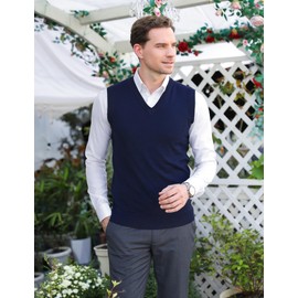 iClosam Men's Sleeveless Gilet V-Neck Sweater Vest Men, Business Casual Knitwear Stylish Gilet for Men UK Navy