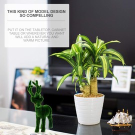 HEMOTON Christmas Reindeer Ornament Artificial Moss Flocked Animal Figurines Turf Grass Deer Model for Xmas Holiday Table Centerpiece Decoration Style 2
